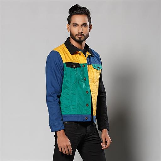 multi coloured denim jacket